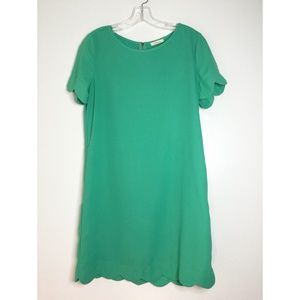 Rosette brand Cool Green Scallop Hem Dress Gold Zipper MEDIUM